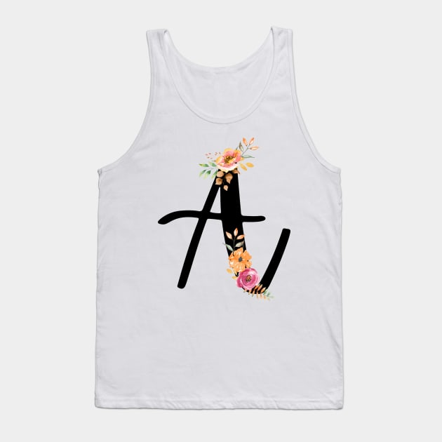 Letter A With Autumn Floral Wreath Tank Top by NatureGlow